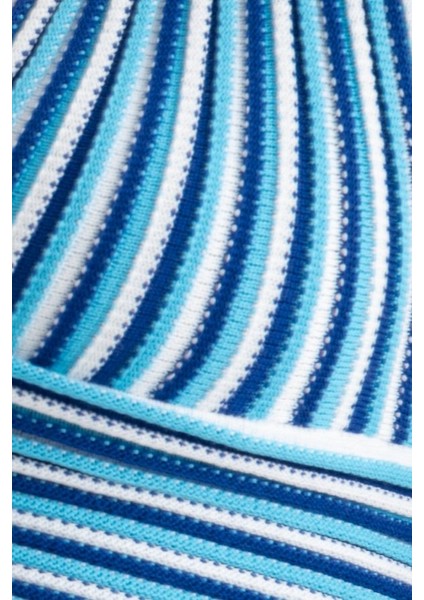 Kadın Şeritli Derin V Yaka Boyun Askılı Sırtı Açık Crop Top Mavi fırsatları