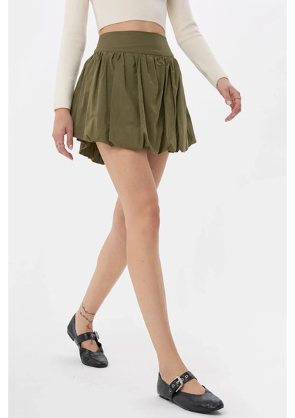 Kadın Mini Şortlu Balon Etek Haki Yeşil fiyatları