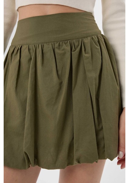 Kadın Mini Şortlu Balon Etek Haki Yeşil fırsatları
