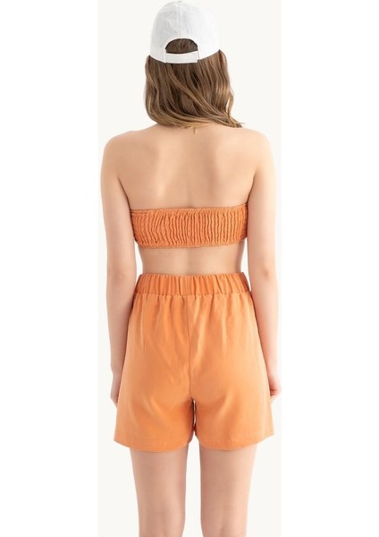 Kadın Amerikan Koltsuz Temel Crop Top Orange modelleri