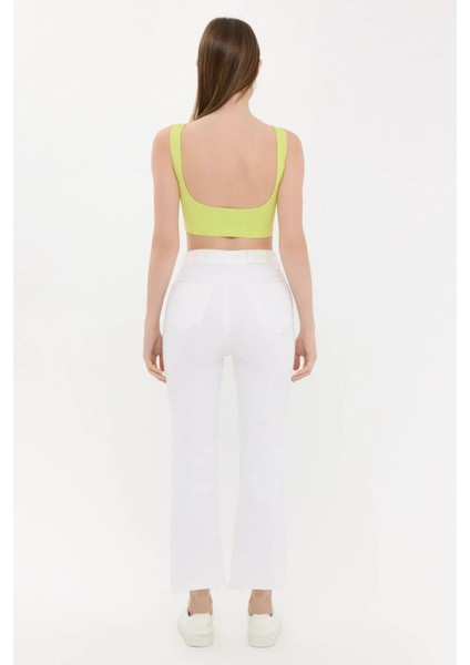 Kadın Sıfır Kollu Yuvarlak Yakalı Sırt Detaylı Bluz Yellow indirimleri