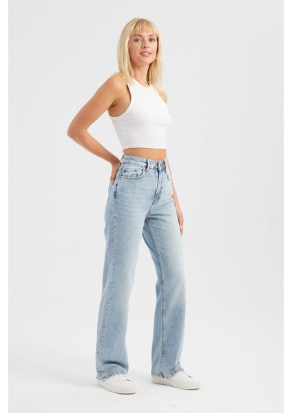 Kadın Yüksek Bel Straight Kot Pantolon Denim modelleri