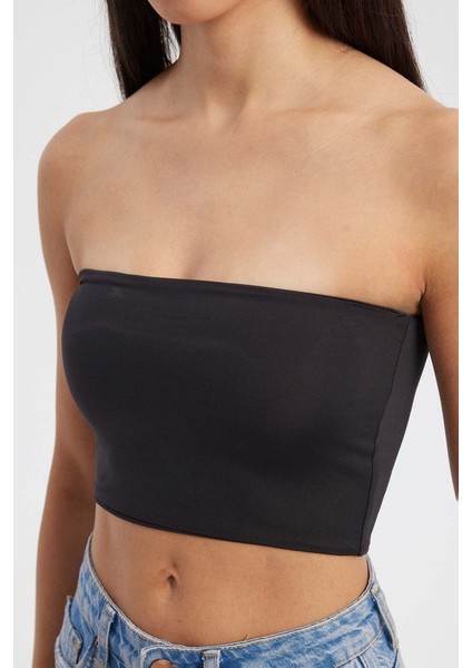 Kadın Askısız Temel Crop Top Black indirimleri