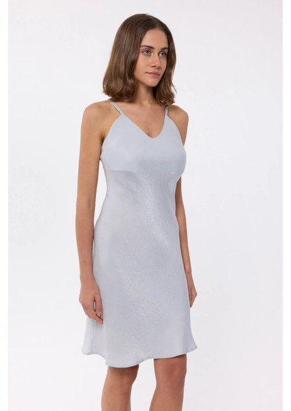 Kadın Satenden, Kolsuz, A-Line Mini Elbise Grey modelleri