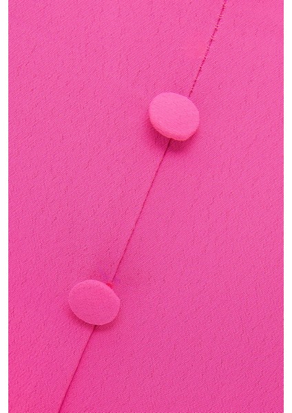 Kadın Kolsuz V-Yaka Düğmeli Bluz Macenta Pembesi indirimleri