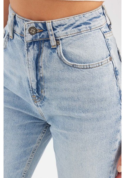 Kadın Yüksek Bel Straight Kot Pantolon Denim indirimleri