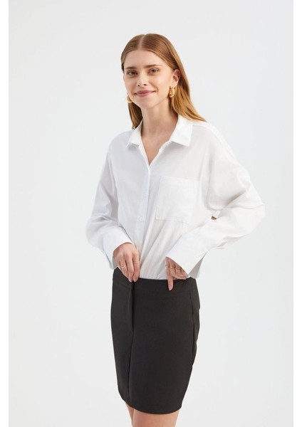 Kadın Kombinli Mini Gömlek Elbise Beyaz modelleri