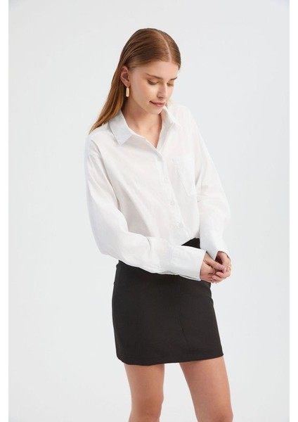 Kadın Kombinli Mini Gömlek Elbise Beyaz fırsatları