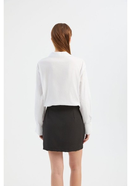 Kadın Kombinli Mini Gömlek Elbise Beyaz indirimleri