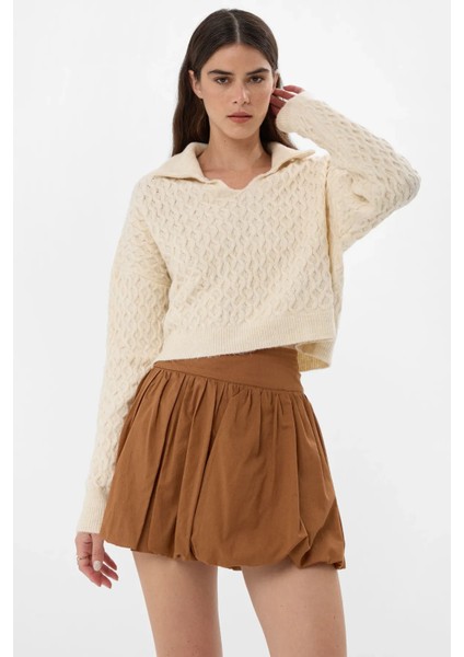 Kadın Mini Şortlu Balon Etek Brown indirimleri
