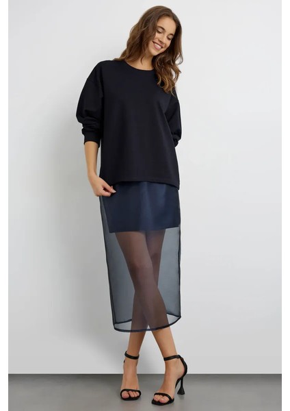 Kadın Lacivert Sweatshirt Blue