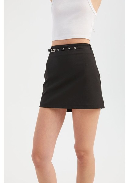 Kadın Kemer Detaylı Yüksek Bel Mini Etek Black modelleri