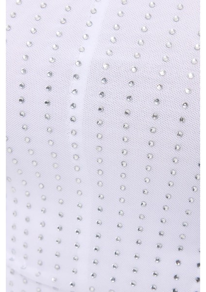 Kadın Sırt Detaylı Taş Süslemeli İnce Askılı Üst Beyaz indirimleri