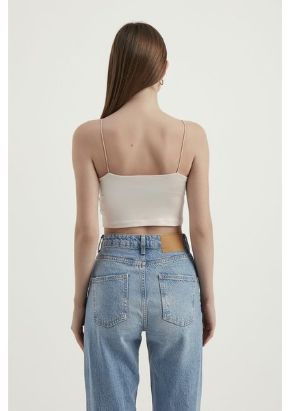 Kadın Askılı Crop Basic Kısa Bluz White indirimleri