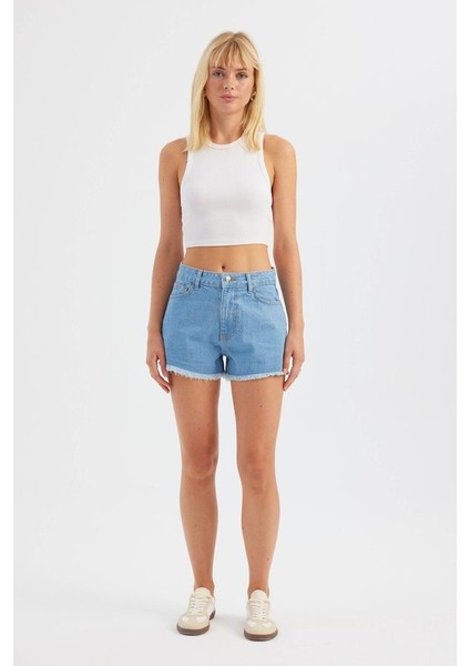 Kadın Koyu Renk Yüksek Bel Denim Şort Kot modelleri