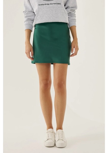 Kadın Saten Düz Mini Etek Green fiyatları