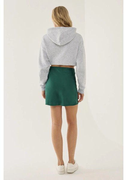 Kadın Saten Düz Mini Etek Green fırsatları