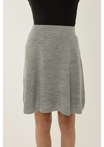 Kadın Triko Mini Etek Grey modelleri