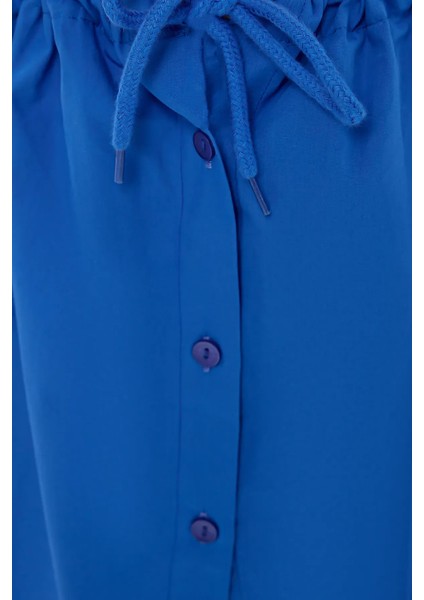 Kadın Yüksek Bel Fermuarlı Mini Etek Blue indirimleri