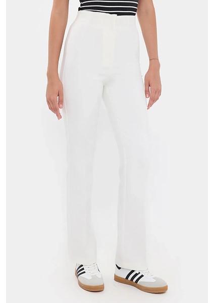 Kadın Plise Yüksek Bel Düz Bacak Pantolon Natural modelleri