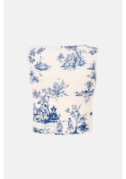 Kadın Kolsuz Desenli Bluz Blue indirimleri