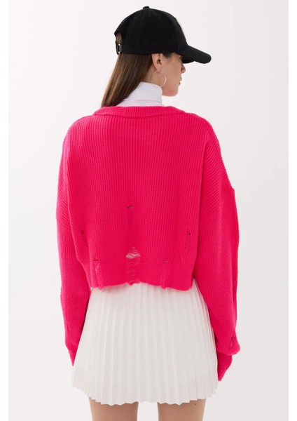 Kadın Oversized Örme Kazak Pink fırsatları
