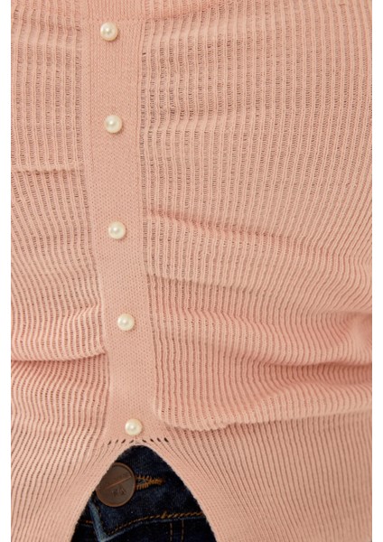 Kadın Straplez İnci Detaylı Triko Üst Pink indirimleri