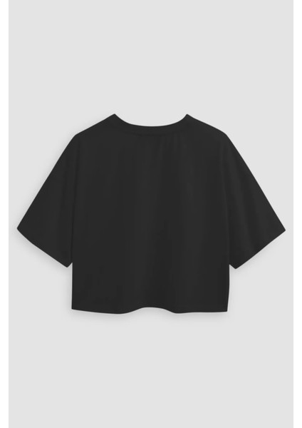Kadın Basic Bisiklet Yaka Kısa T-Shirt Black fiyatları