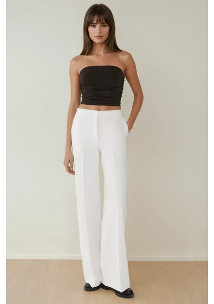 Kadın Askısız Drapeli Crop Top Black fırsatları