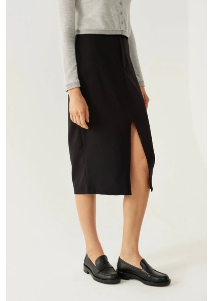 Kadın Yarık Maxi Etek Black modelleri