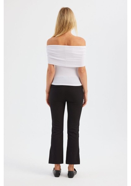 Kadın Düz Omuz Detaylı Üst White fırsatları