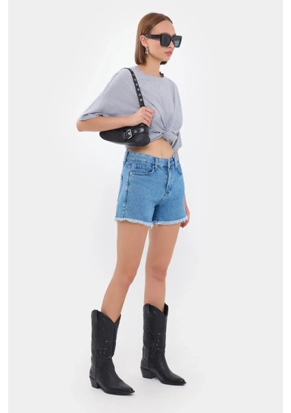 Kadın Basic Kısa Kollu Yuvarlak Yaka Tişört Grey fiyatları