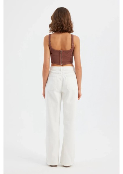 Kadın Kare Yaka Kolsuz Ön Dikişli Korse Üstü Brown fırsatları