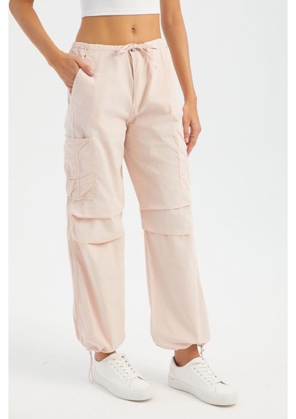 Kadın Orta Bel Fermuarlı Cargo Pantolon Pink fırsatları