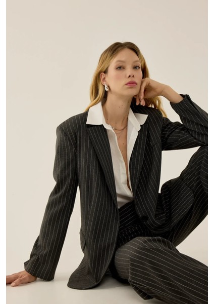 Kadın Reece Çizgili Blazer Gri modelleri