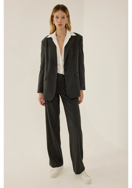 Kadın Reece Çizgili Blazer Gri indirimleri