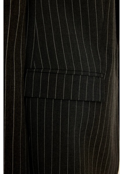 Kadın Reece Çizgili Blazer Gri