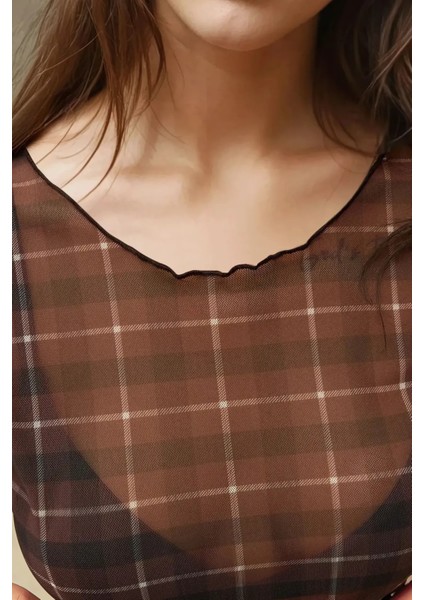 Kadın Desenli Bisiklet Yaka Top Brown indirimleri