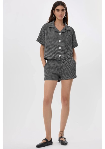 Kadın Tweed Şort Black