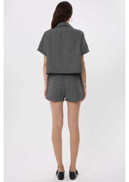 Kadın Tweed Şort Black