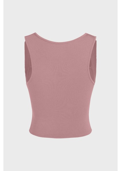 Kadın Drape Kare Yaka Bluz Tozlu Gül Pembesi modelleri