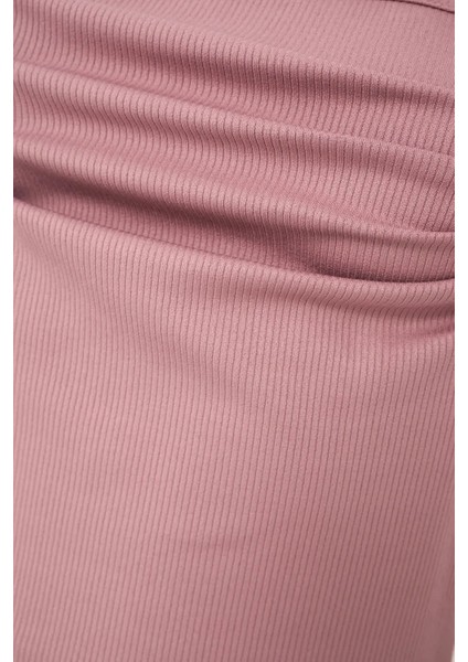 Kadın Drape Kare Yaka Bluz Tozlu Gül Pembesi indirimleri