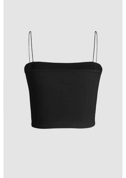 Kadın Kare Yaka Crop Top Black fiyatları