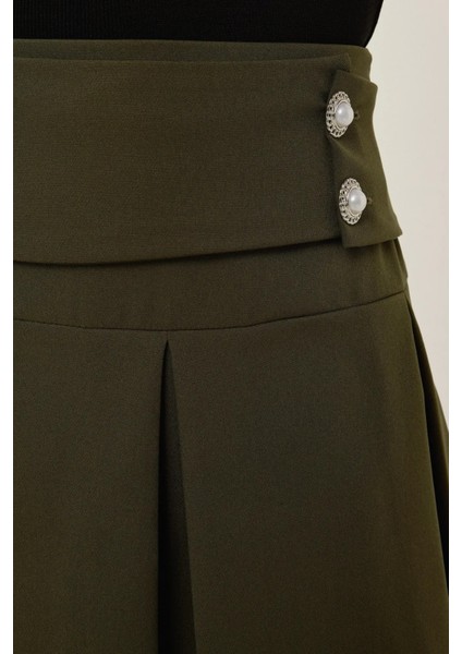 Kadın İnci Detaylı Pileli Mini Etek Green indirimleri