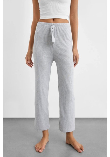 Kadın Rahat Lastikli Bel Jersey Pantolon Açık Gri fiyatları