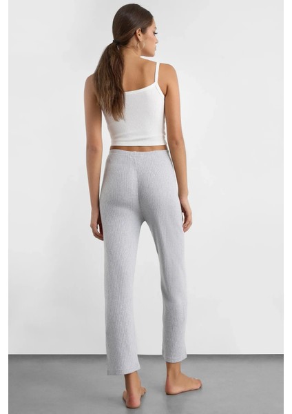 Kadın Rahat Lastikli Bel Jersey Pantolon Açık Gri fırsatları