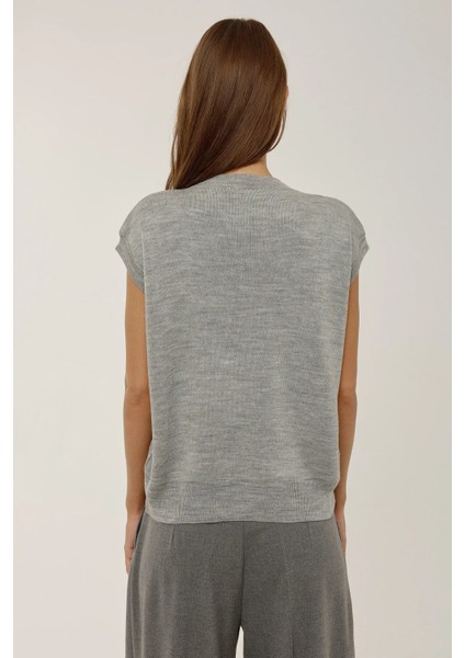 Kadın Bisiklet Yaka Triko Süveter Gri fırsatları