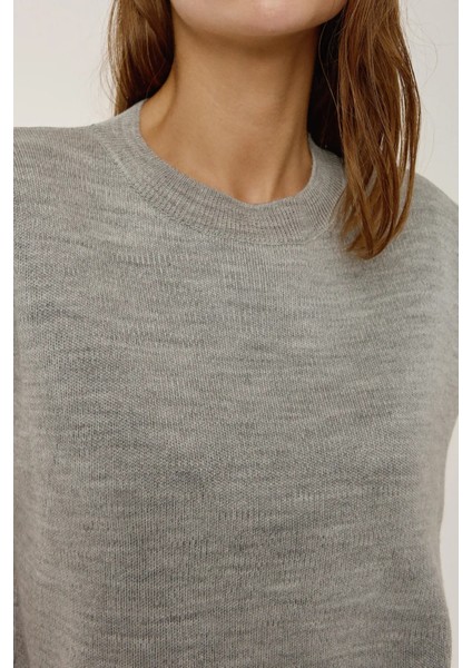 Kadın Bisiklet Yaka Triko Süveter Gri indirimleri