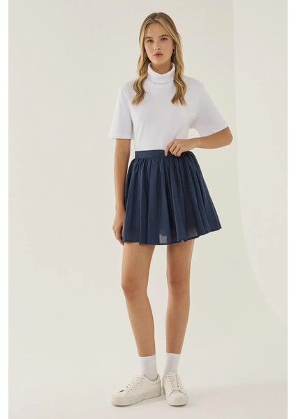 Kadın Volanlı Mini Etek Lacivert