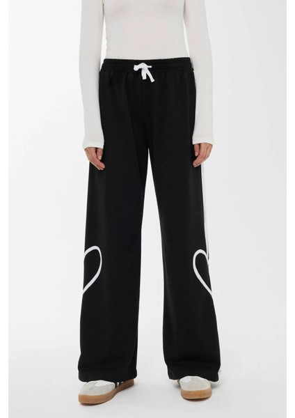 Kadın Kalp Detaylı Pantolon Black indirimleri